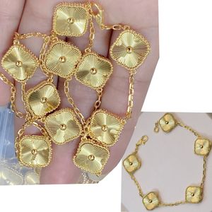 Collares de trébol de lujo, pulseras de diseño, conjunto de joyas de diamantes para mujer, collares de flores, pulsera de trébol de van, pulseras de regalo, pulsera de oro rosa, regalos para hermana