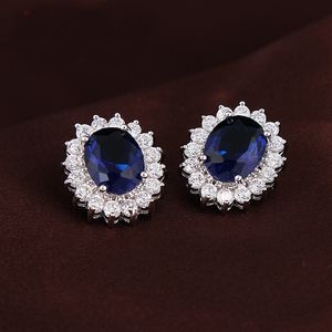 Boucles d'oreilles de luxe en argent sterling 925 avec saphir bleu et rubis, améthyste naturelle, grenat, péridot, topaze, princesse Diana, bijoux fins, vente en gros