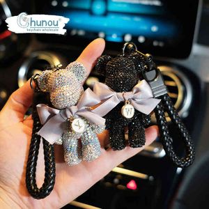 Luxe créatif strass ours porte-clés mode Punk Animal porte-clés pour femme voiture sac pendentif porte-clés Couple cadeau en gros