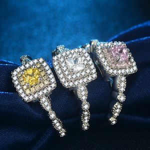 Luxury Crystal Diamond Chinese Nail Finger Diseñador de diseñadores para mujeres S925 Silver White Pink amarillo Piedra elegante CZ Zircon Anillos Anillo de boda Joyería
