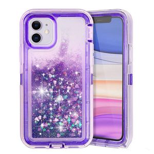 Luxury Crystal Liquid Glitter Fancy Designer Phone Cases 3in1 Quicksand Defender Cover para iPhone 12 MINI PRO MAX Accesorios