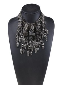 Cristal de luxe strass crâne gland collier ras du cou femmes Maxi grosses chaînes frange déclaration grand collier colliers pendentifs6190415