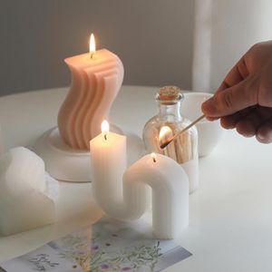 Vela decorativa de lujo, velas aromáticas geométricas nórdicas, velas decorativas estéticas grandes para el hogar, decoración de mesa y accesorios