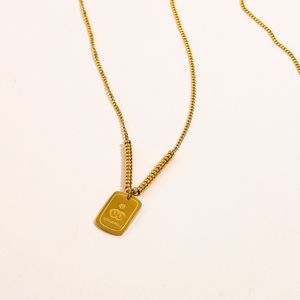 Collar de diseño de lujo Chapado en oro de 14 quilates Marca Collares de acero inoxidable Gargantilla Cadena Letra Colgante Moda para mujer Accesorios de joyería de boda Regalos de amor AA1198