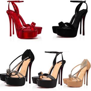 Sandale pour femme rouge talons hauts plate-forme chaussures Queen Alta Black Womens Platforms cuir noir et daim robe de soirée de mariage robe de mariée So Spike Movida Jane 35-43