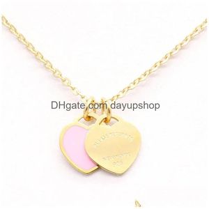 Collares con colgante de corazón rosa de 10Mm de diseñador de lujo, cadenas de oro para mujer, joyería de acero inoxidable, regalos para el Día de San Valentín, entrega directa