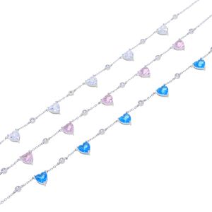 Designer de luxe 5pcs Big Heart Love Coloré Zircon Charm Pendentif Collier avec chaîne à maillons Hip Hop Femmes Hommes Plein Pavé 5A Zircone Cubique Cadeau Bijoux Saint Valentin