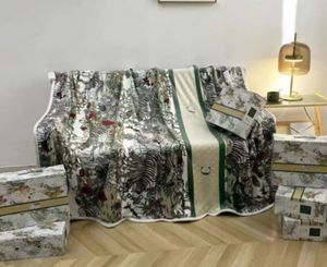 Couverture de créateur de luxe couverture à motif animal de la jungle verte lettre logo couverture de flanelle couverture de canapé chaude sieste confortable 150 * 200 cm avec boîte-cadeau