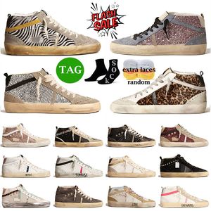 Diseñador de lujo Golden Women Mens Casual Casual Shoes Star Blue Studs Leopard Pony Skin's Platform Skat Skat Mid Stars Sleakers de cuero de cuero Sports Sports