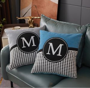 Designer de luxe Lettres H Coussin Taie d'oreiller Cachemire Designer de luxe Taie d'oreiller tissé Jacquard 45x45cm Housse de coussin personnalisée Housses de canapé en laine Fournitures de literie