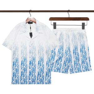 Designer de luxe Hawaii Silk Bowling Shirt Men's Men's Casual Short Dress Shirts Fashion 3D Letter Imprimer Big Vacation Shirts