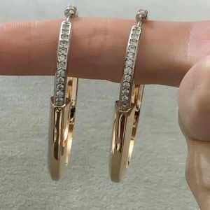 Diseñador de lujo Pendiente de aro 2023 Nueva llegada Moda 925 Plata de ley Oro rosa Pendientes de aro de bloqueo Piedras de circón para mujer Marca Regalo de joyería de fiesta