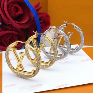 Pendientes de aro de diseño de lujo para mujer, circonitas, alfabeto, pendientes de diseño para mujer, oro de 18 quilates, alta calidad, joyería, oro/plata, 2 colores, elegante y hermoso, regalo