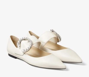 Designer de luxe J-C Embellshe Sandales chaussures Femmes mocassins appartements chaussures de ballet Melva ballerine blanc cuir de veau noir 35-43 talon bas