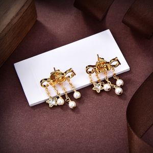 Bijoux de concepteur de luxe LETTRES FEMMES PERL Boucles d'oreilles en or