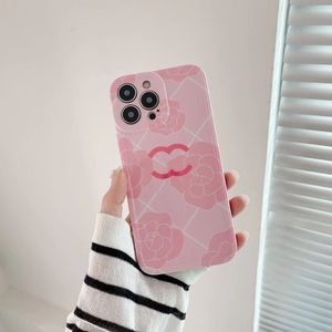 Cas de téléphone de concepteur de luxe mode fleurs de camélia motif Phonecase pour IPhone 14 Pro Max 13P 12 11 XS 8 7 étui antichoc couverture haut