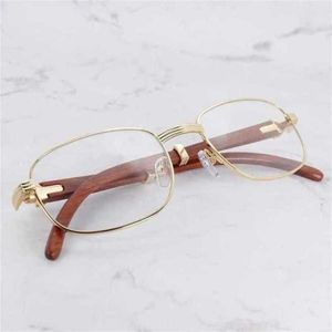 Diseñador de lujo gafas de sol de verano Marco de anteojos transparentes Moda Tendencias Gafas Madera Metal Gafas transparentes Marcos Tonos Relleno PrescripciónKajia