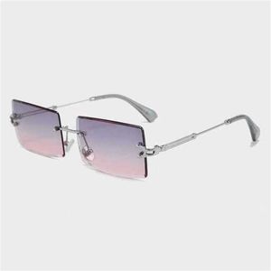 Lunettes de soleil d'été design de luxe Vintage Square Men Rimless Eyeglasses for Women Outdoor Club Metal Frame Shades Oculos UV400 Goggles 8025DFKajia