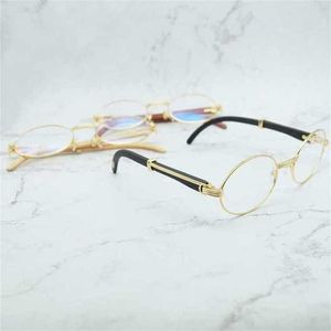 Lunettes de soleil d'été design de luxe Wood Clear Eye Glasses for Men Retro Oval Eyeglasses Frame Women Mens Accessories Brand Gold Optical FramesKajia