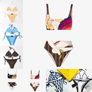 Traje de baño de diseñador de lujo Traje de baño con estampado de letras para mujer Conjunto de dos piezas Traje de baño Bikinis Conjuntos Trajes de baño sin espalda