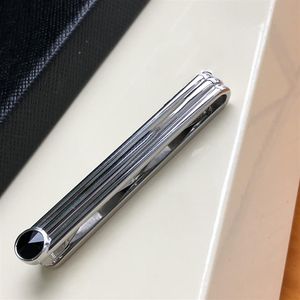 Clip de corbata de diseñador de lujo para hombre, regalo superior de diamante negro de acero exquisito de alta calidad con sello M08223I