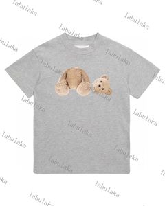 Designer de luxe top marque T-shirt tête cassée ours enfants manches courtes été lâche demi-manche mode vêtements pour enfants enfants garçon t-shirts fille vêtements bébé polo gris