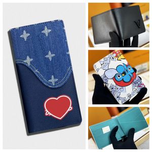 Cartera de diseñador de lujo Letras antiguas clásicas de flores v billetera Hombres mujeres monederos Diseñador Tarjetas Titular monedero monedero con cremallera Bifold Carteras de cuero delgadas monedero largo