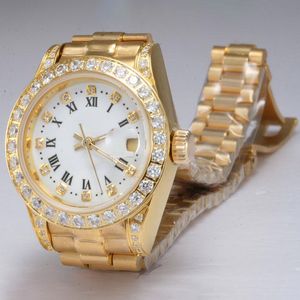 Designer de luxe Watch Watch Diamond Watch Automatic Full Gold With Diamond Cador White Dame Taille Gold Lady Watches 26 mm Designer Watches Luxury Wrist Watch