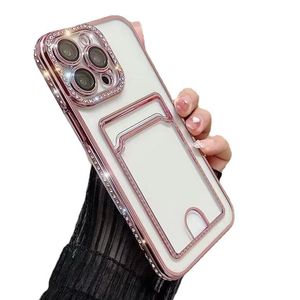 Étui portefeuille de luxe avec porte-cartes en diamant, étui souple résistant aux chocs pour iPhone 14 Plus 11 12 13 Pro Max