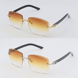 Lentes de lujo con corte de diamante, tablones sin montura, gafas de sol de metal para hombres, oro de 18 quilates, monturas de gafas de sol cuadradas grandes para mujeres, decoración C, gafas con brazos aztecas, lentes UV400 Nuevo