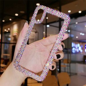 Funda de lujo para teléfono móvil con diseño de diamantes para Apple 11 12 Pro Max Xs Xr 6 7 8 Plus, funda transparente para iPhone con purpurina y diamantes de imitación para Samsung