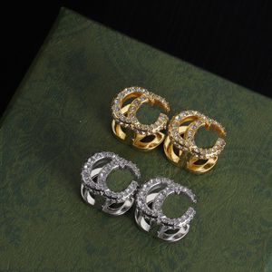 Pendientes de diamantes de lujo para mujer, aretes de oro y plata de diseñador, joyería G, regalo de compromiso