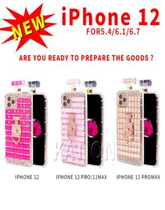 Étui de téléphone à anneau de diamant de luxe pour iPhone 12 Pro Max 11 XS XR 7Plus Perfume Bottle Stand Lonyard Righestone Mobine Cover8717873