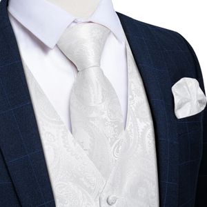 Vestido de lujo Chaleco de boda de Paisley blanco para traje de Hombre Moda Hombres de negocios Chaleco de esmoquin Chalecos Corbata Conjunto Chaleco Hombre 240119