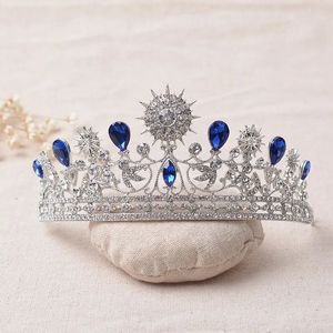 Luxe élégant bleu strass mariée diadème cristal mariage Quinceanera diadèmes et couronnes Pageant diadème cheveux bijoux accessoires 240102