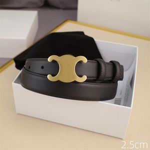 Cinturón de moda de lujo de marca de diseñador para mujer, cinturón fino de 2,5 cm de ancho, cinturón para hombre, hebilla de Metal de bronce, cinturones casuales de cuero, faja sin caja