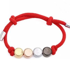 Designer de mode de luxe brins de perles Bracelets Hommes Femmes En Acier Inoxydable Cuir Cordon Bracelet couple perle Réglable À La Mode Élégant Charme Accessoires 6 option