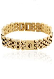 Velocador de moda de lujo Bangle Charm Crown Gold Chain Bracelet Men Watch Jewelry Accessors3438445