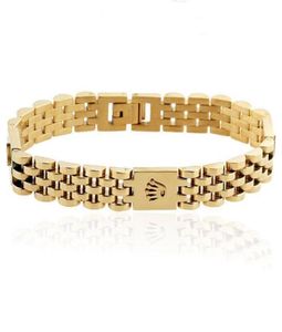 Velocador de la moda de lujo Bangle Charm Crown Gold Chain Bracelet Men Watch Jewelry Accessors1758511