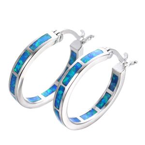 Boucles d'oreilles de luxe en forme de cercle rond pour femmes, grandes boucles d'oreilles blanches en opale de feu, faites par l'homme, bijoux de mariage mignons pour mariée