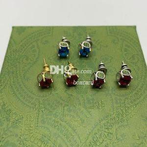 Boucle d'oreille Simple en 3 couleurs, bijou de luxe, rétro, or, cuivre, avec boîte de marque, cadeau de saint valentin