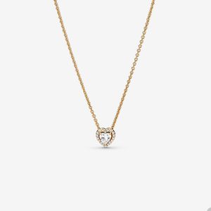 Collier de mariage en or de luxe pour Pandora Elevated Heart Necklace bijoux de créateur pour femmes Crystal Diamond Chain Gold Love collier avec boîte d'origine