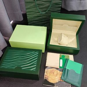 Caja de reloj verde de alta calidad de lujo Estuches Bolsas de papel certificado Cajas originales para mujer de madera para hombre Relojes Bolsas de regalo Accesorios Bolso Rolex Sorpresa DHgate