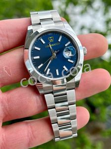 Relojes de lujo de alta calidad en oferta, reloj de lujo de 41mm, pulsera con esfera azul lisa, reloj de pulsera automático para hombre JAPÓN 8215