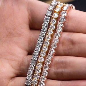 Bijoux hip hop luxueux 10k 14K 18k Gold massif 3 mm 4 mm bracelet de tennis glacé