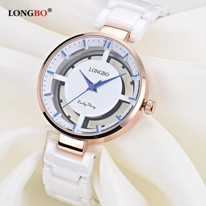 Luxe creux femmes montre mode Quartz céramique or blanc bracelet montres cadeaux femme 80106 montres-bracelets