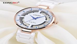 Luxury Hollow Femmes Regardez la mode Quartz en céramique STRAPE GOL BLANCH