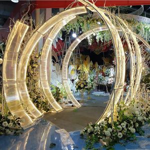 Tablero de sol de hierro de lujo arcos de boda gran evento fondos de fiesta accesorios T-Stage gran arco camino plomo boda flor pared stand225f