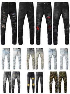 Luxury Jeans Men Jeans para Man Jeans Skinny Designer Pants RIP Slim Fit With Bone Black Biker Black Denim Motocicleta Motocicleta Trendy Knee Hip Hop Blue azul