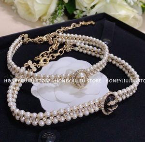 Conjunto de pulsera y collar de perlas de Camelia Vintage para mujer, joyería de lujo, Logo de alta calidad, tendencias 2021, cadenas clásicas